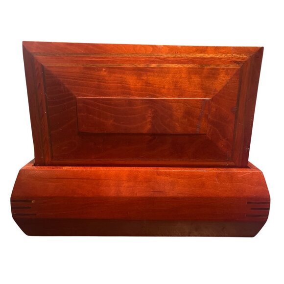 Vtg Wooden Inlayed Beveled Lid Storage Box - Picture 3 of 9